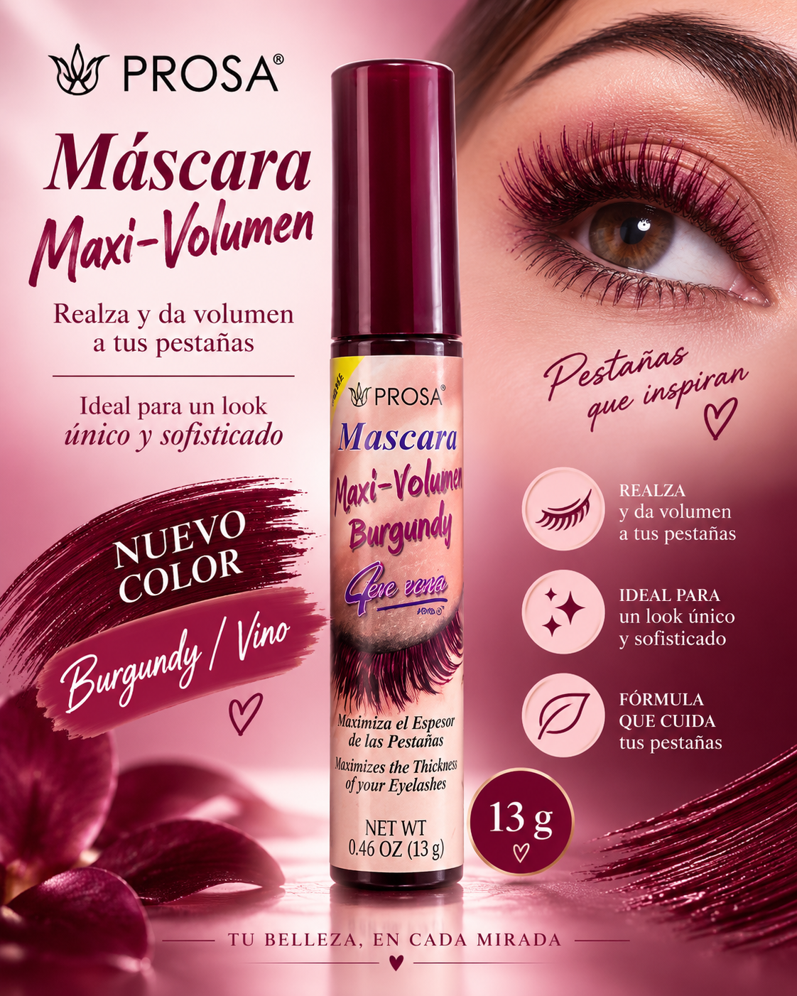 PROSA- MASCARA MAXI- VOLUMEN BURGUNDY (13G) 6pcs