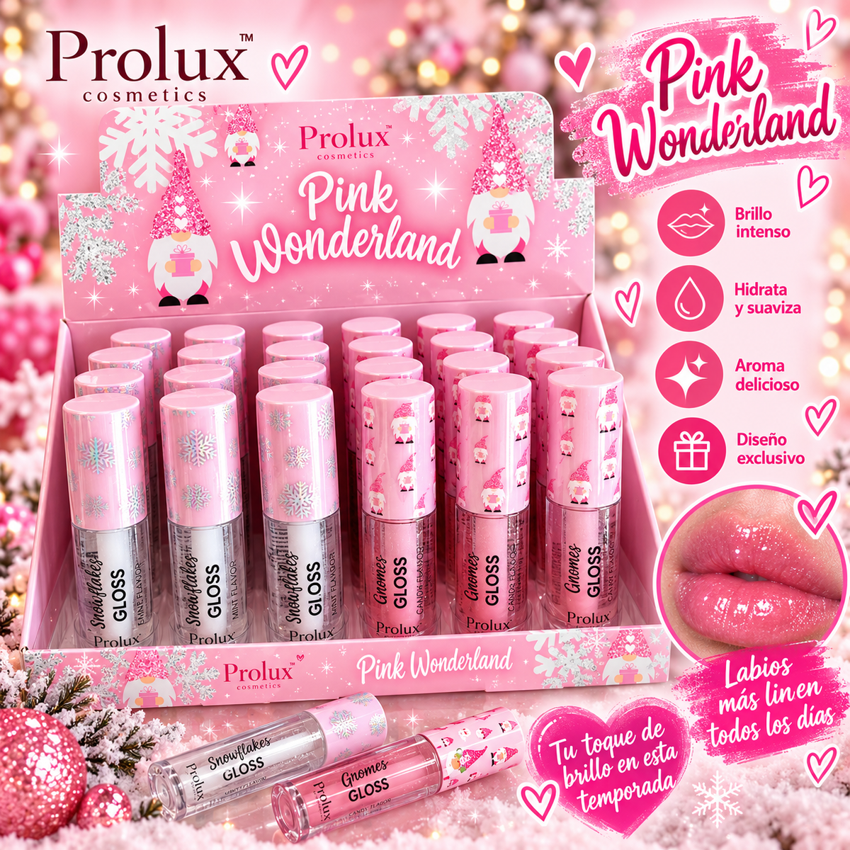 Prolux- Pink Wonderland Lip Gloss Display 24pcs ( 1 Display)