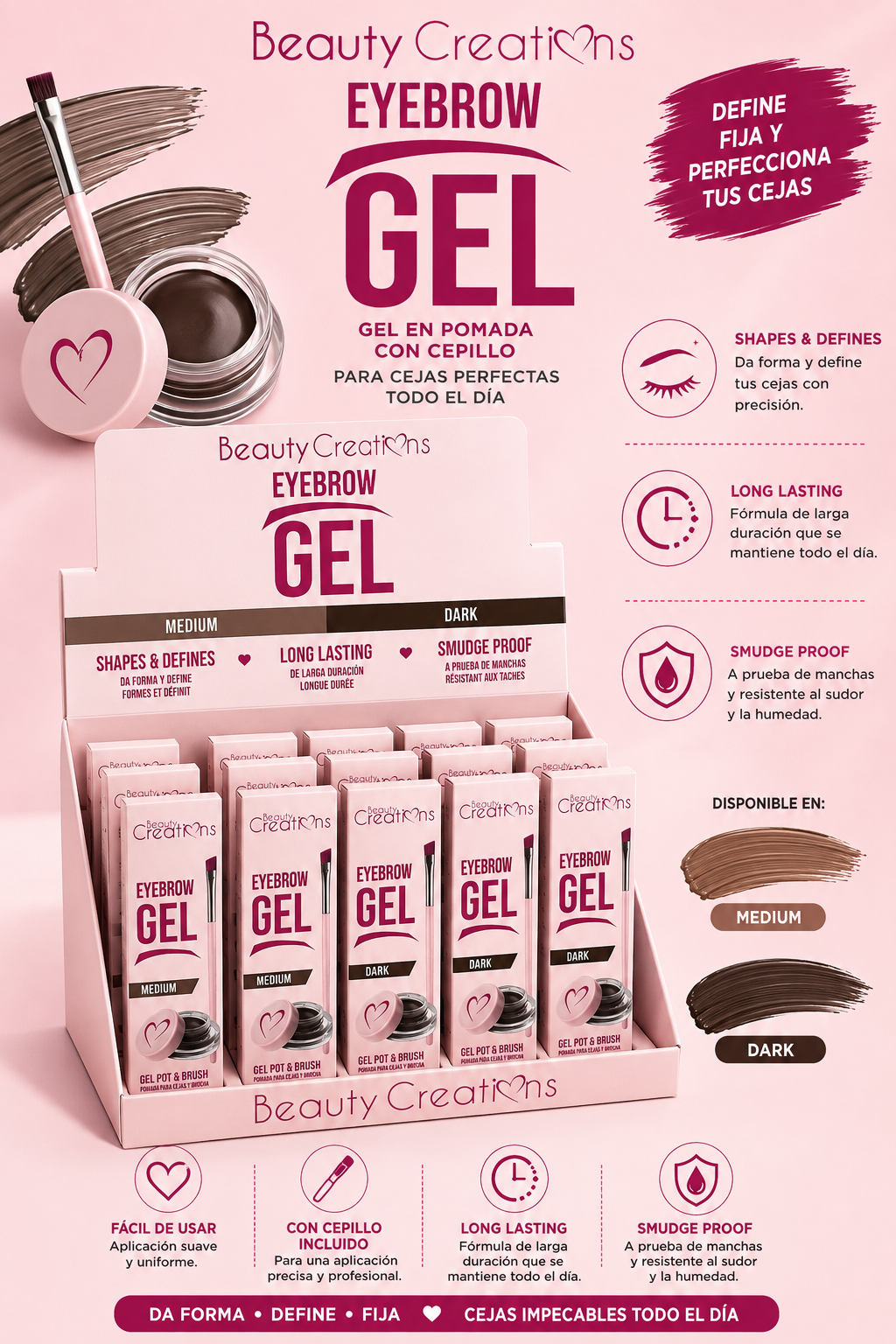 Beauty Creations- Eyebrow Gel Display (12pcs)