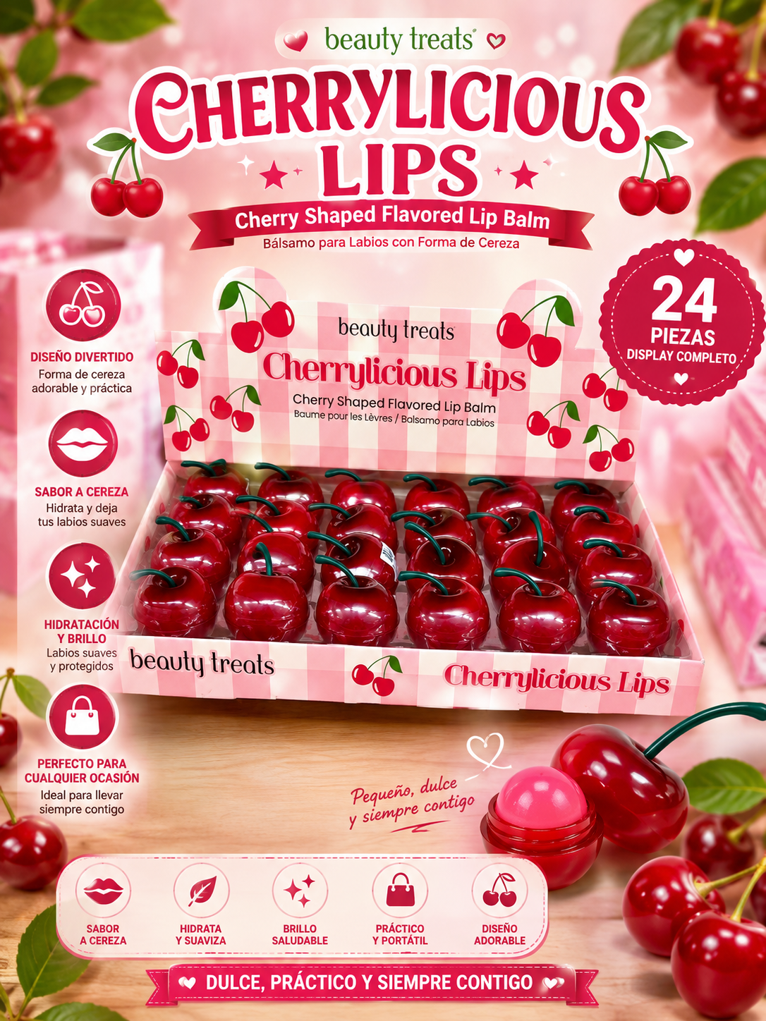 BT- Cherrylicious Lips LIP Balm Display (24pcs)