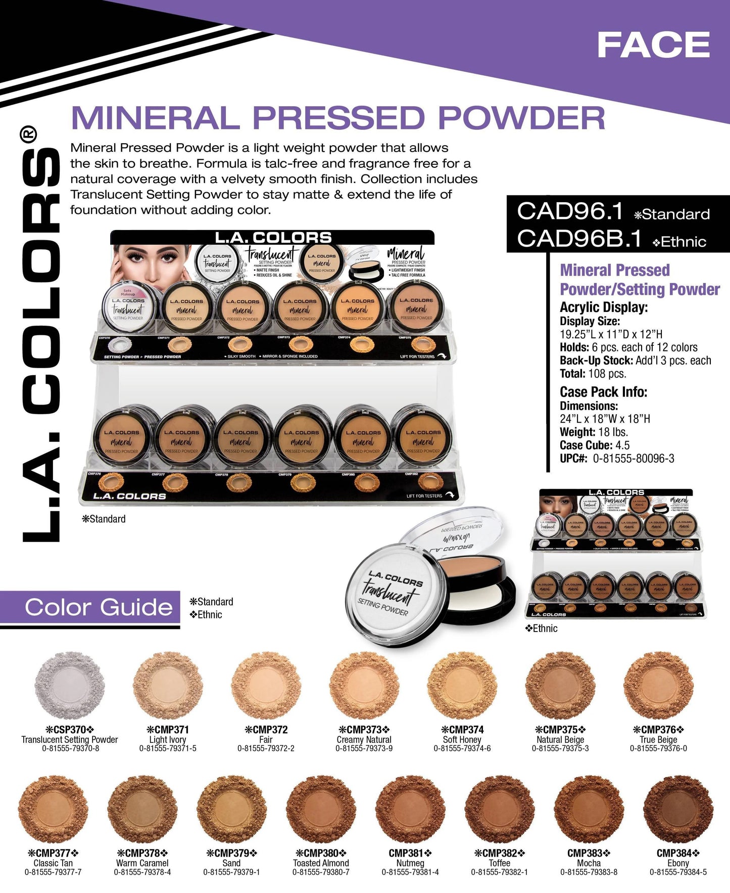 Mineral Pressed Powder Acrylic Display (108 pcs)