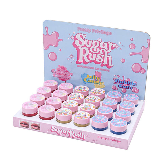 PP-SUGAR RUSH EXFOLIATING LIP SCRUB 24PCS