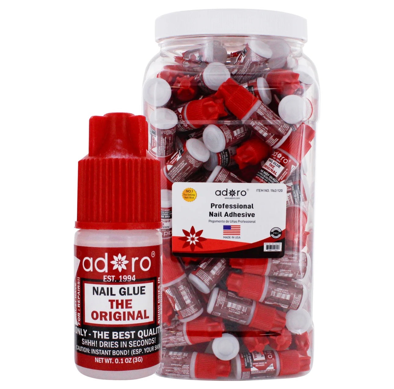 Adoro- Professional Nail Adhesive 120pc/ Jar (1 Jar)