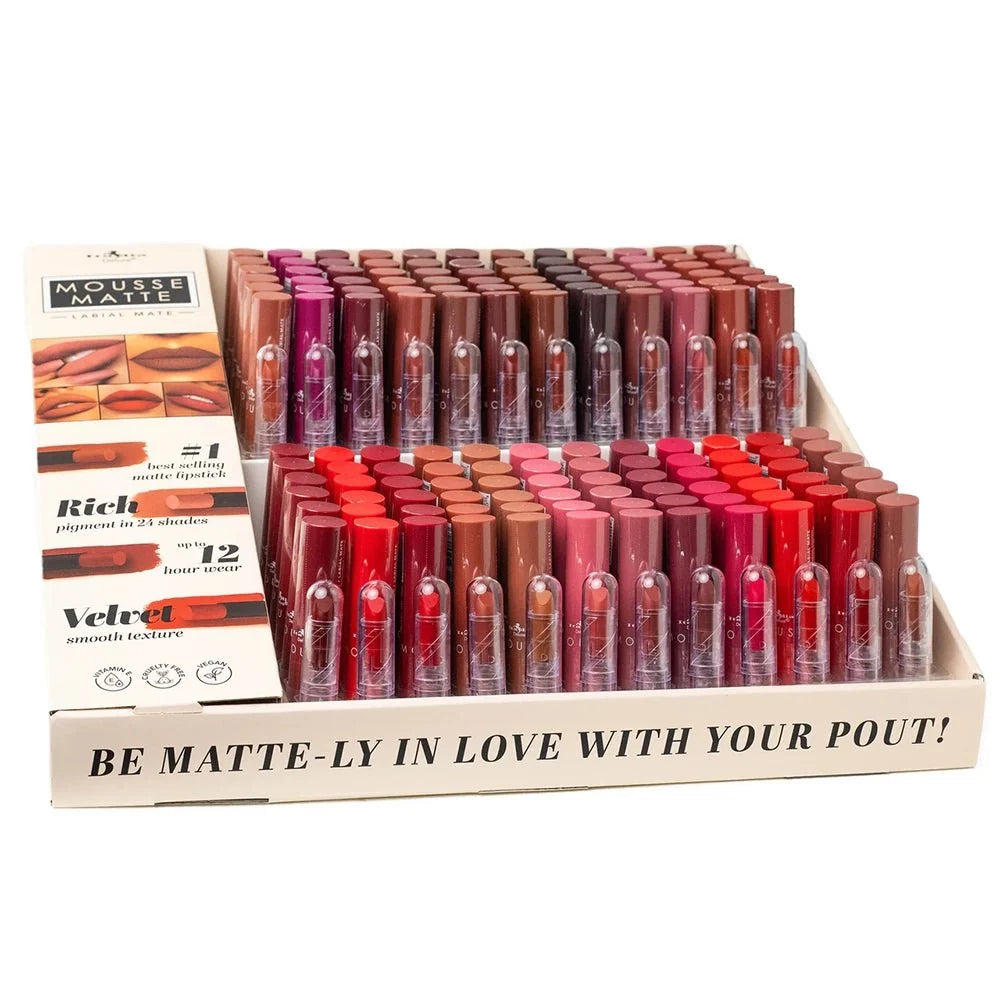 Italia Deluxe- Mousse Matte Lipstick Display 144pcs (1 display)