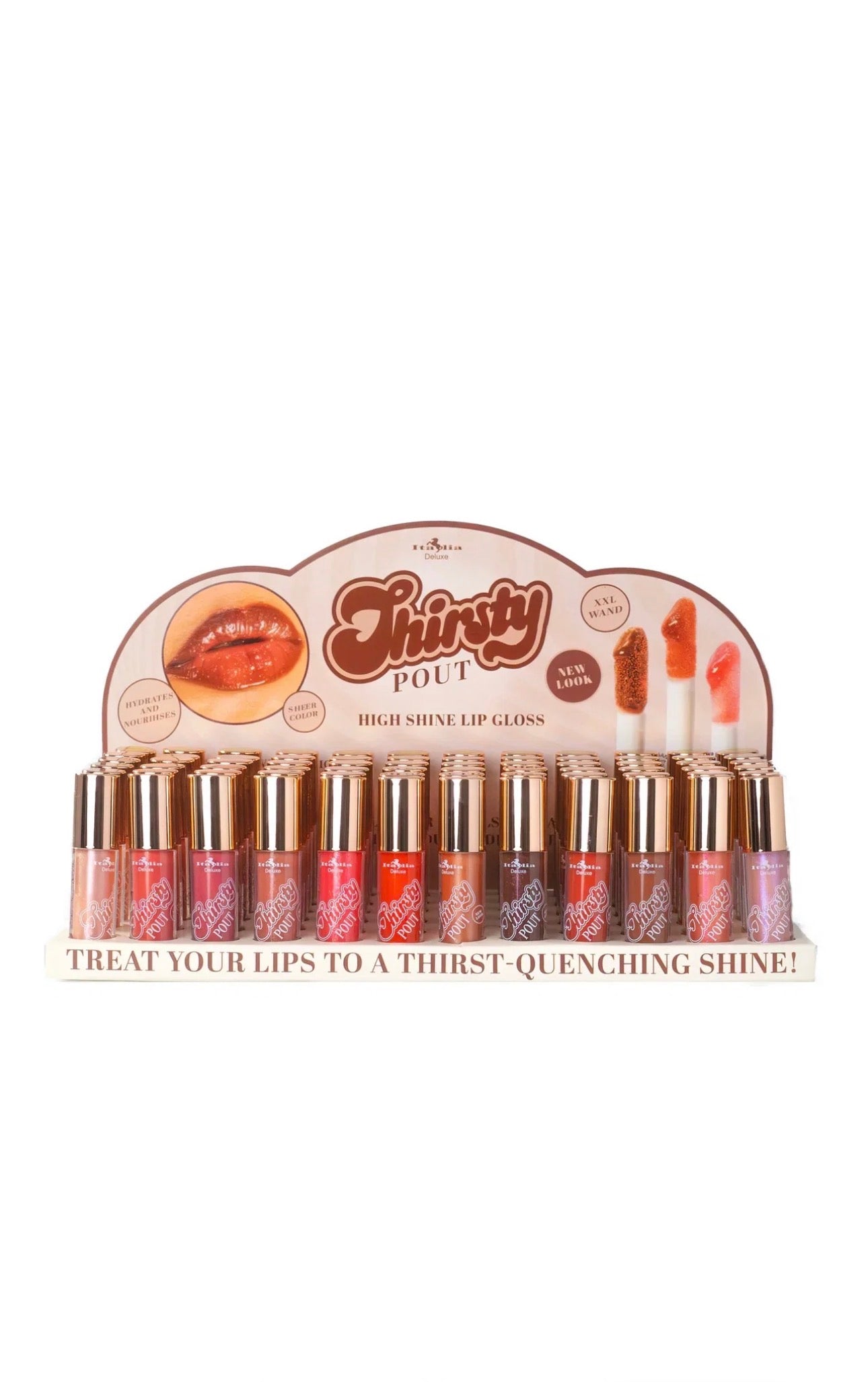 Italia Deluxe- Thirsty Pout High Shine Lip Gloss Display 72pcs (1 display)
