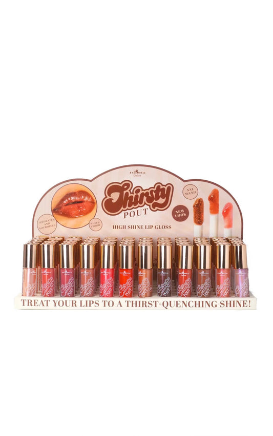 Italia Deluxe- Thirsty Pout High Shine Lip Gloss Display 72pcs (1 display)