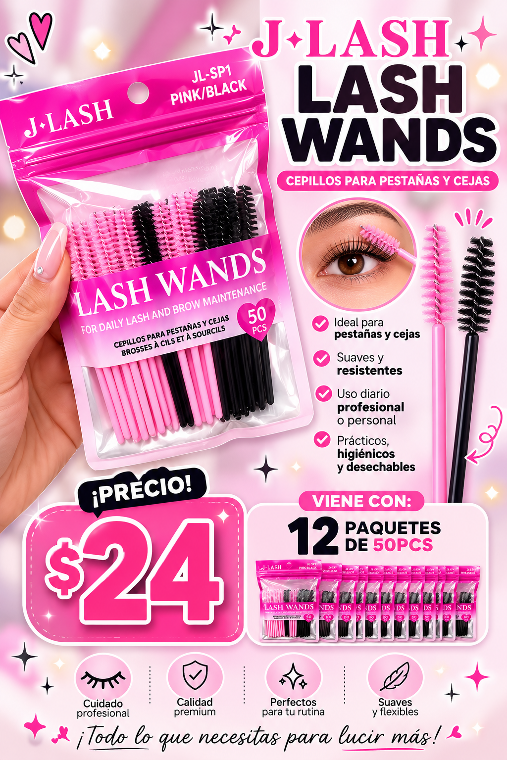 J LASH- LASH WANDS ( 12 sets cada set viene con 50pcs)