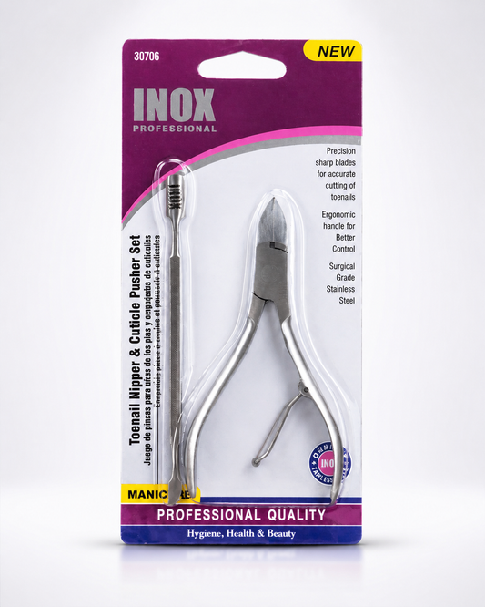INOX- TOENAIL NIPPER & CUTICLE PUSHER SET (1pc)