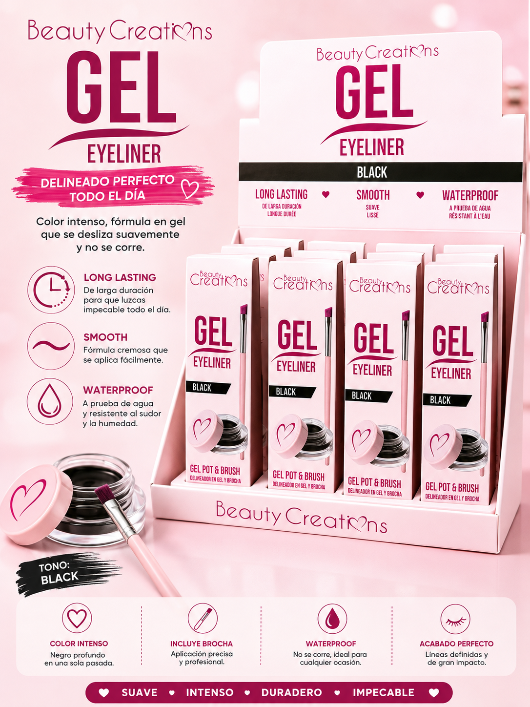 Beauty Creations- Eyeliner Gel Display (12pcs)