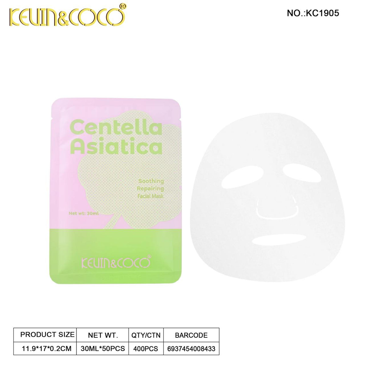 Kevin&Coco- Facial Mask Centella Asiatica (10pcs)