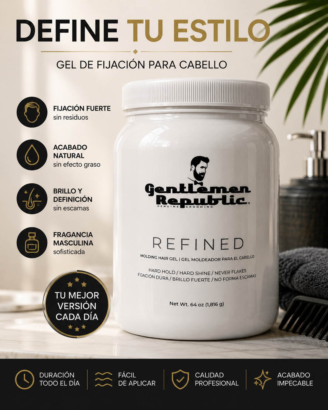 Gentlemen Republic- Molding Hair Gel 64oz (1pc)
