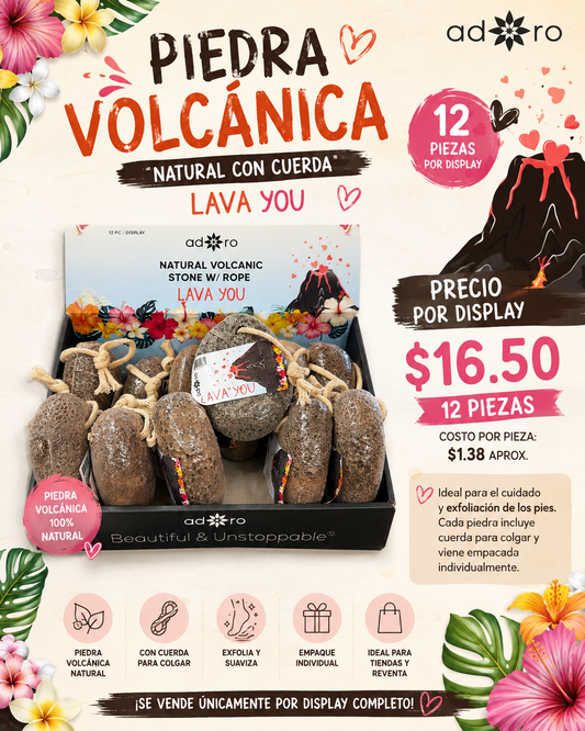 ADORO- NATURAL VOLCANIC
STONE W/ ROPE
LAVA YOU DISPLAY (12pcs)