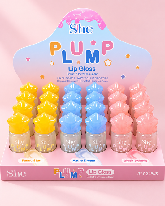 SHE- Plump Lip Gloss Display 24pcs (1 Display)