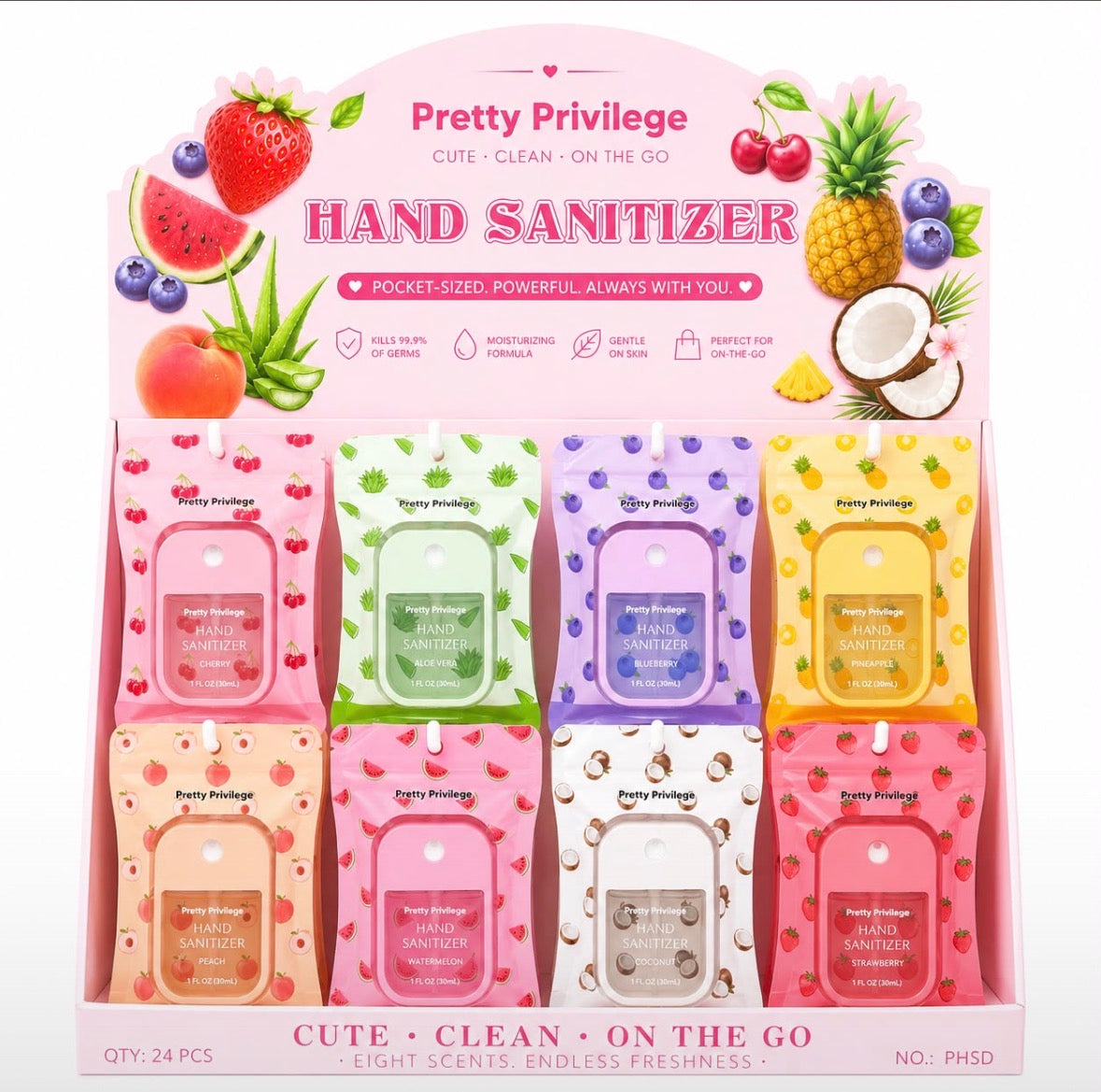 Pretty Previlege- Hand Sanitizer Fruits Display (24pcs)