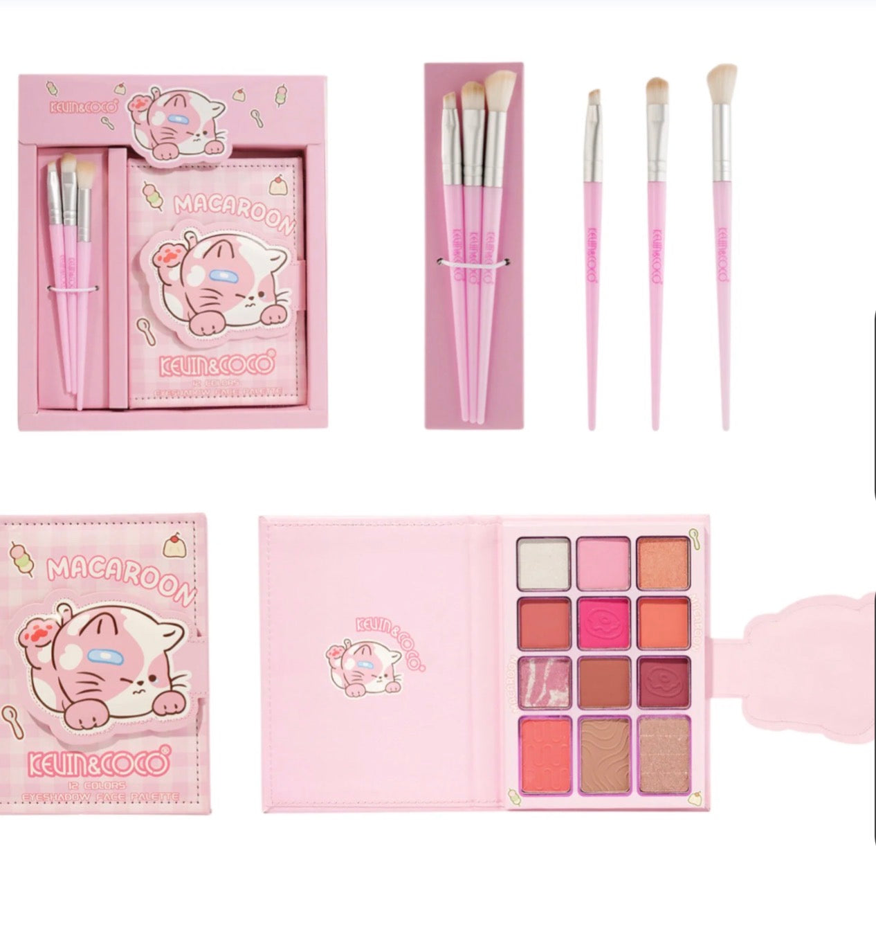 Kevin & Coco 12 Colors Eyeshadow Face Palette Pink (1pcs)