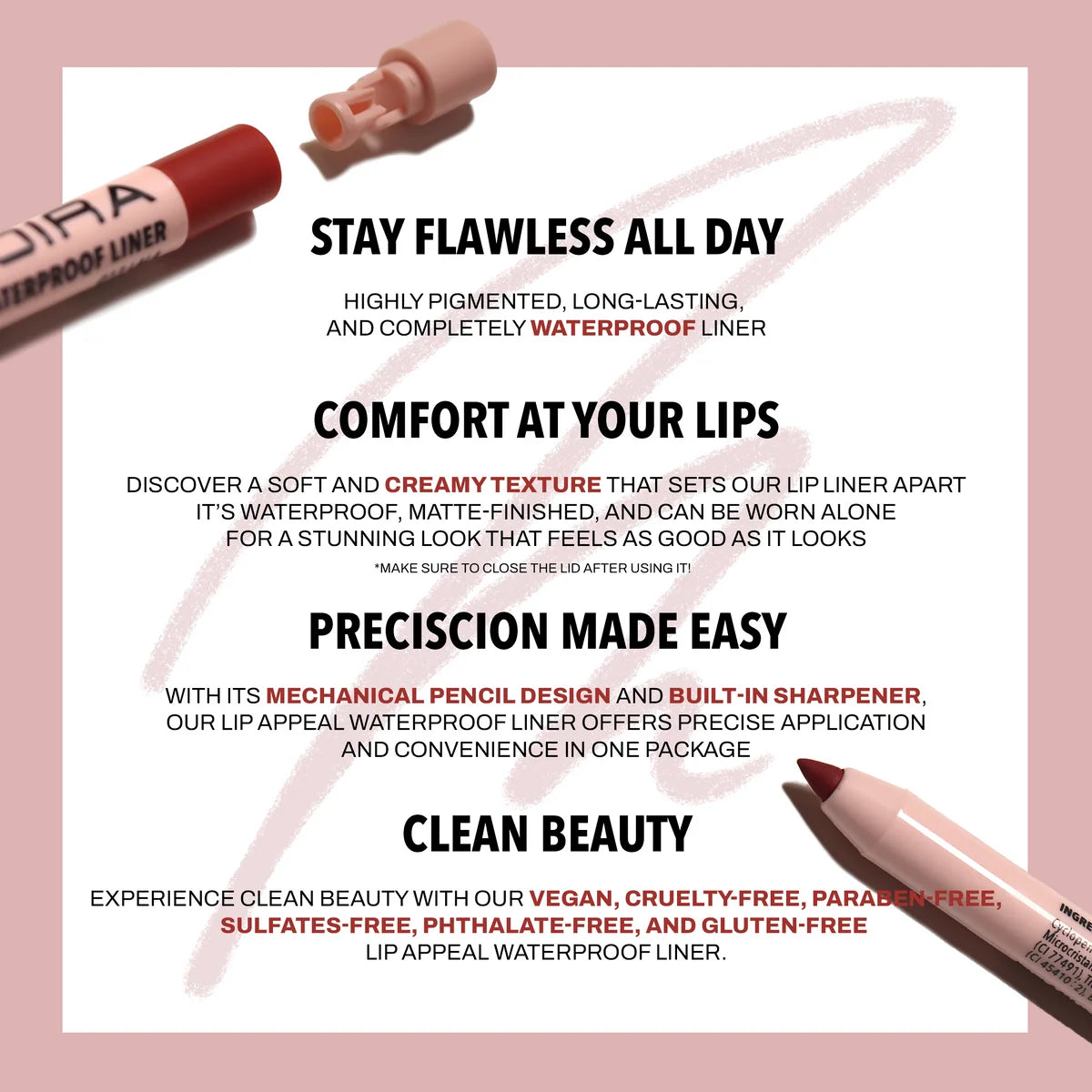 Moira- Lip Appeal Waterproof Liner (1pc)