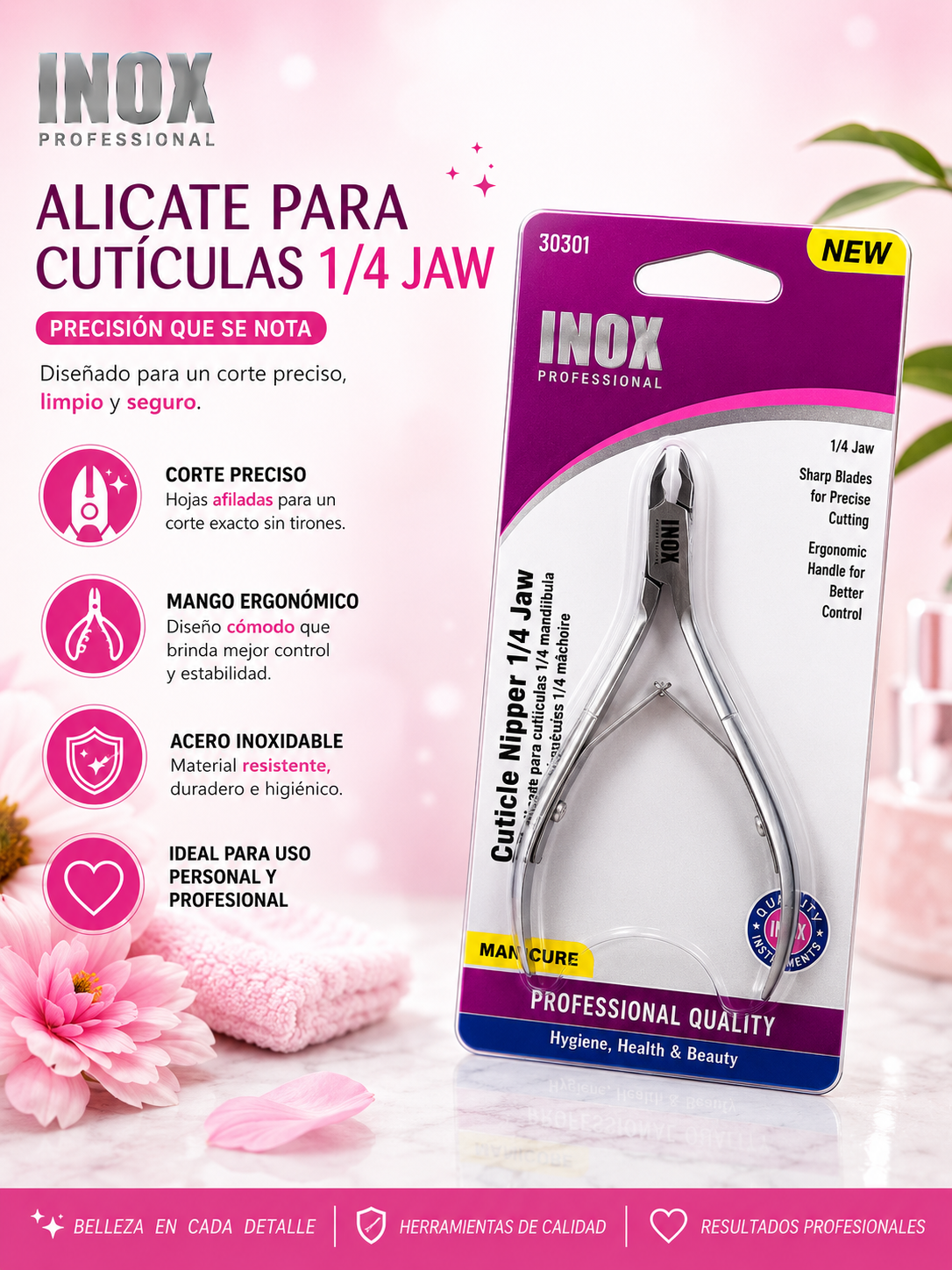 INOX- CUTICLE NIPPER 1/4 JAW (1pc)