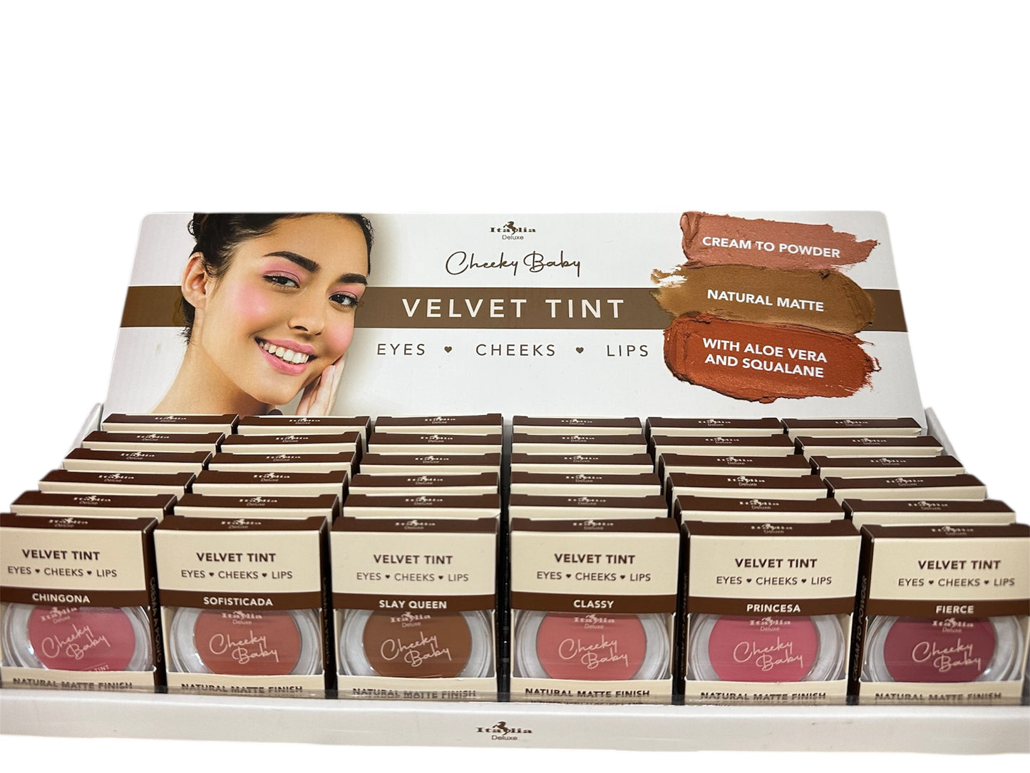 Velvet Tint Multifuncional 3 en 1 – Ojos, Mejillas y Labios (36pcs)