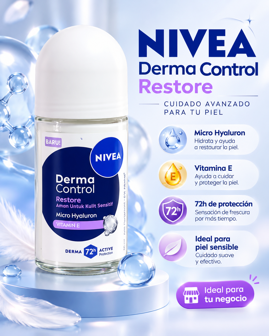 Nivea- Roll On Derma Control Vitamin E (1pc)