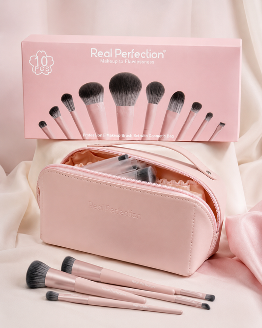 Real Perfection- Make up Brush Set With Cosmetic Bag (1 set)