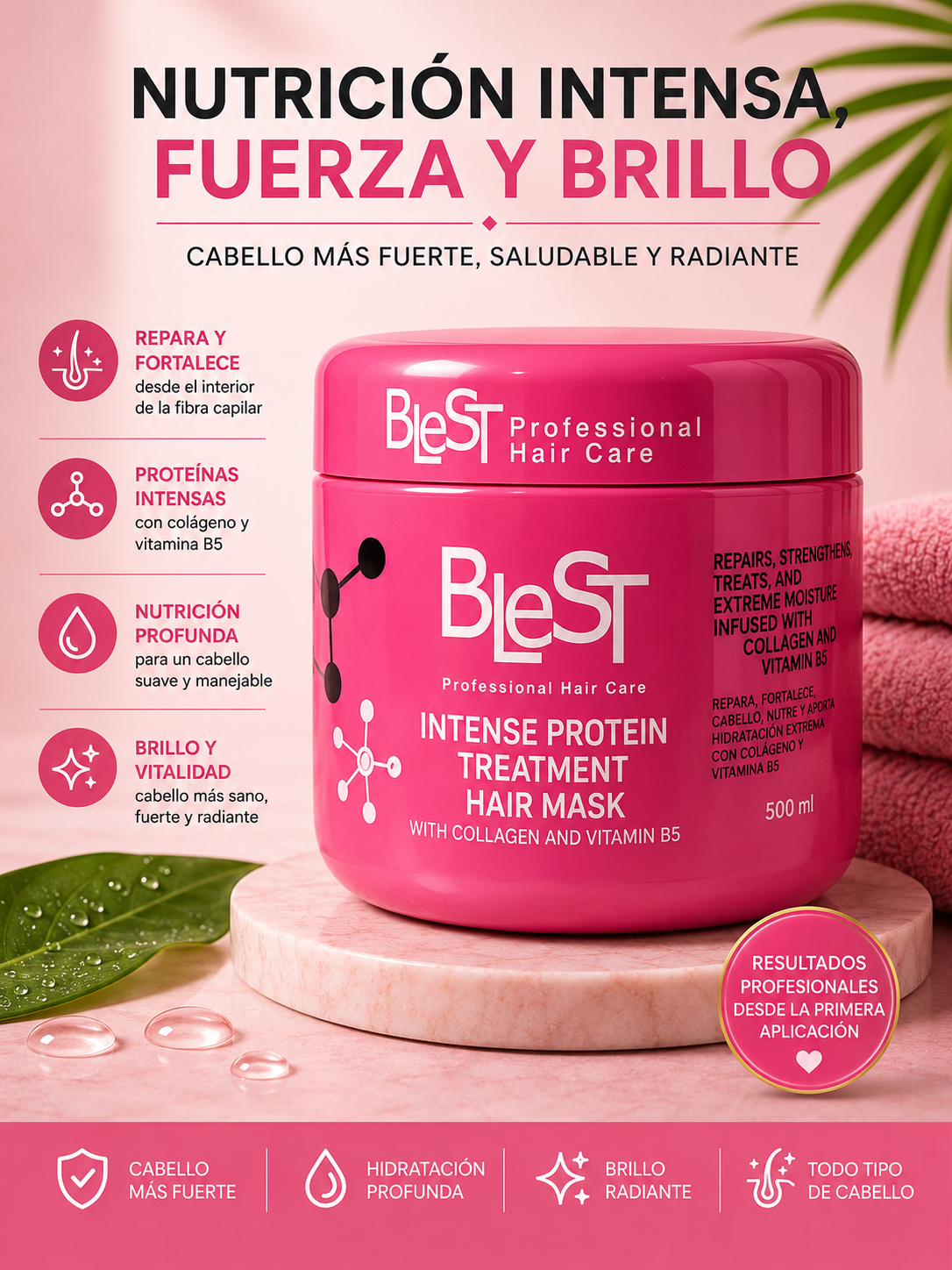 Blest- Intense Protein Treatment Hair Mask 500ML (1pc)