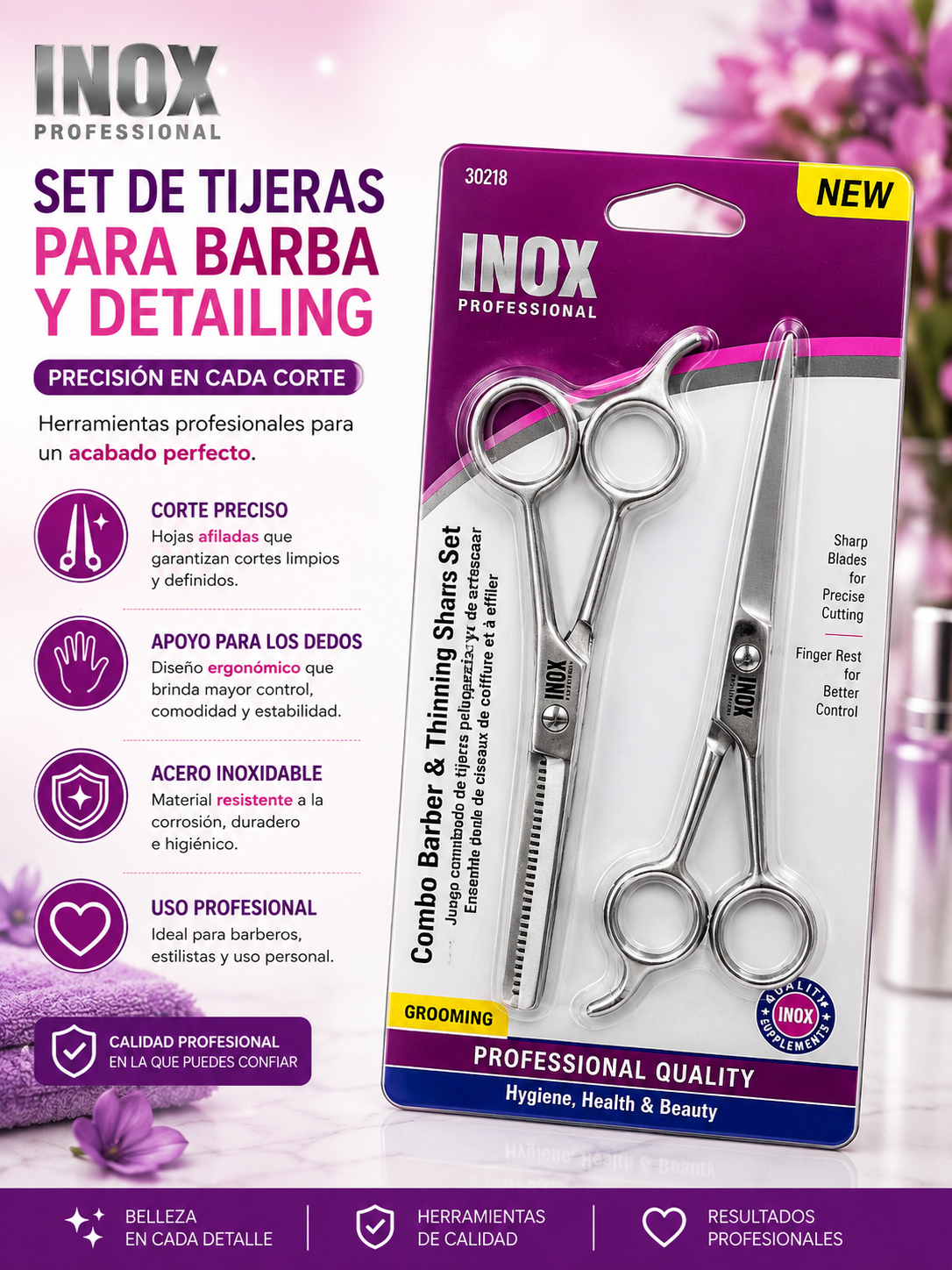 INOX- COMBO BARBER & THINNING SHEARS SET (1pc)