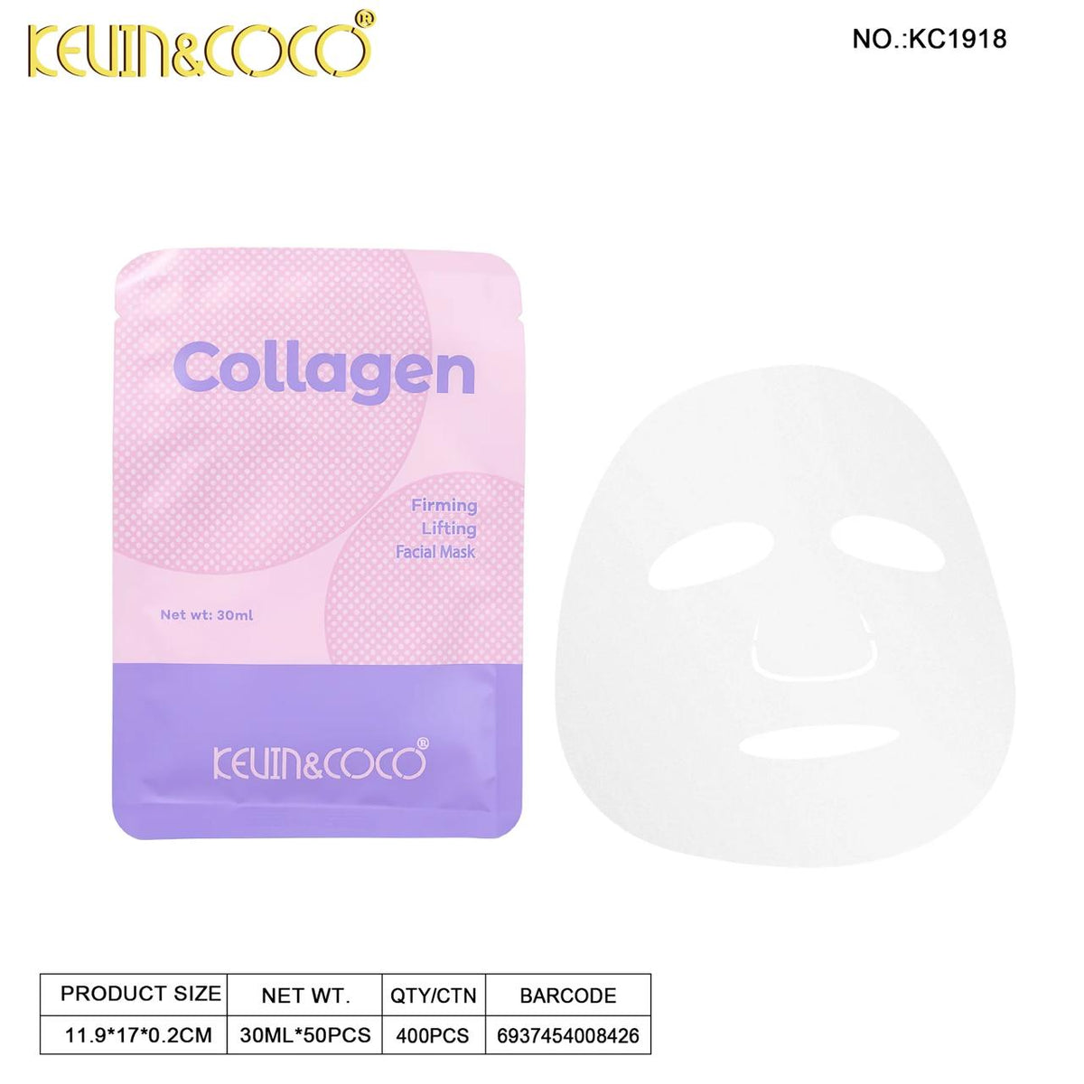 Kevin&Coco- Facial Mask Collagen (10pcs)
