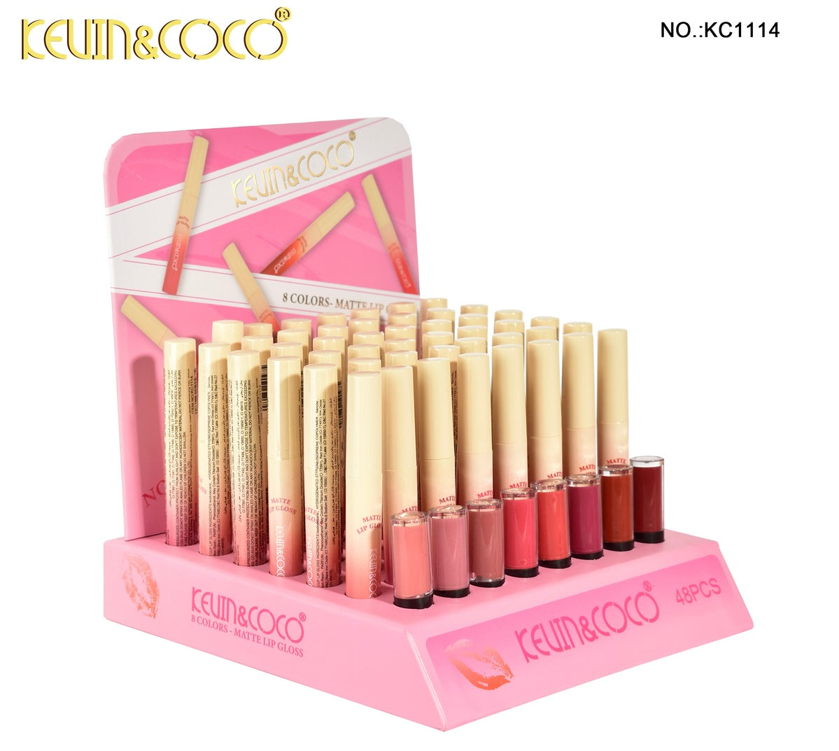 Kevin & Coco 8 Colors-Matte Lip Gloss (Display 48pcs)