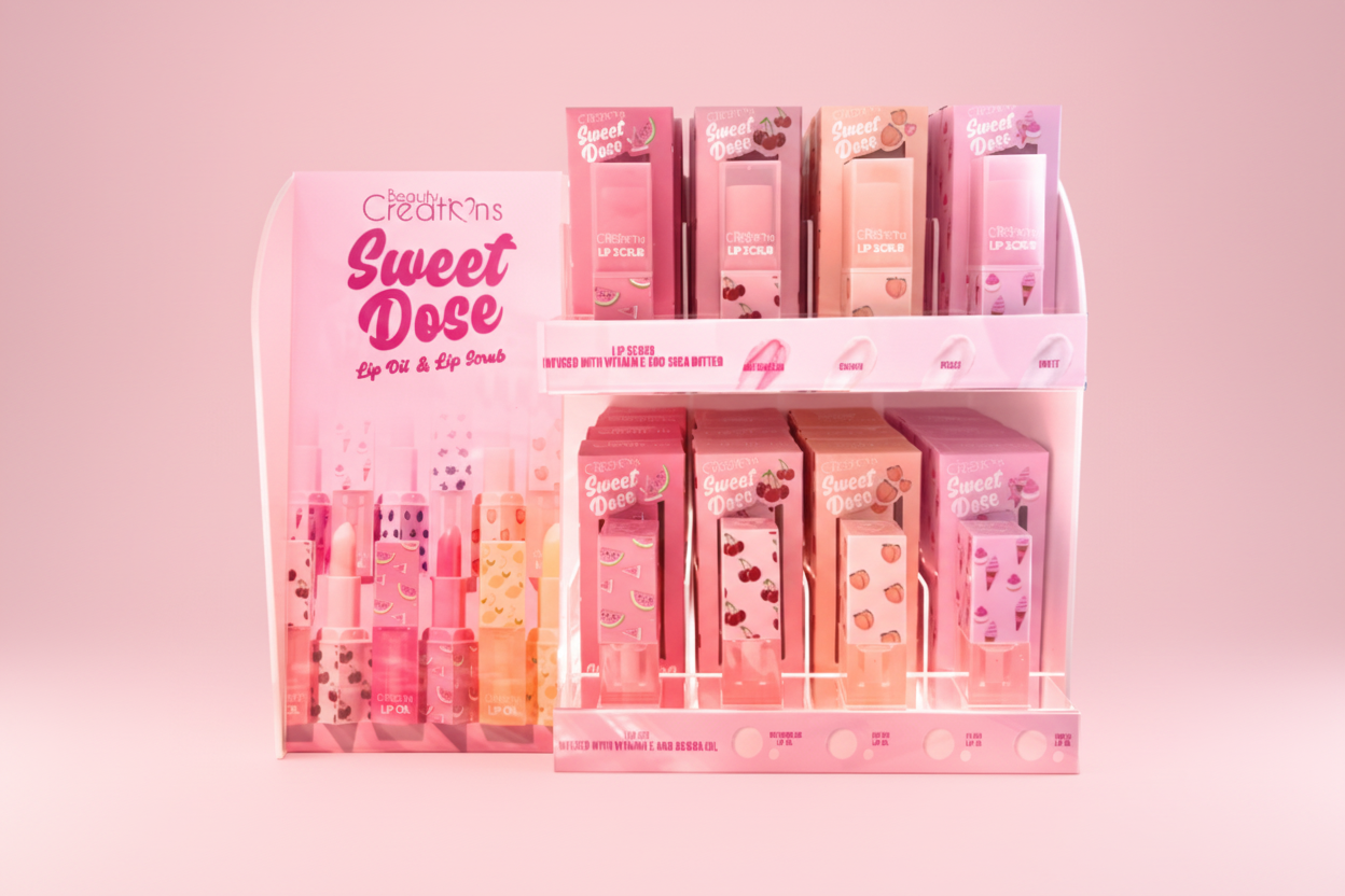 Sweet Dose Display(4 Lip Oil + 4 Lip Scrub - 6 pcs Each = 48pcs)