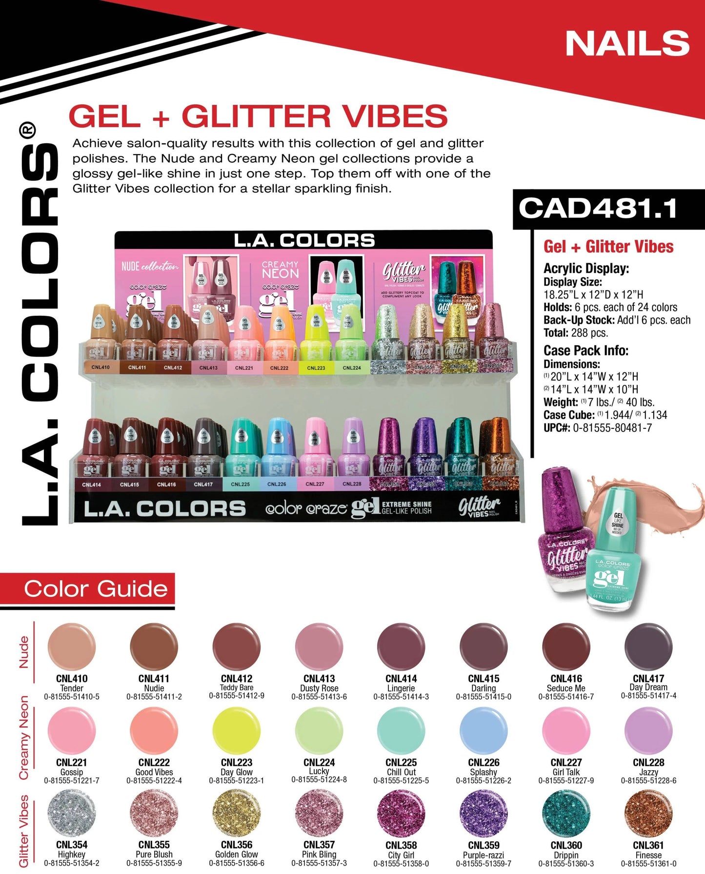 Gel + Glitter Vibes Acrylic Display (288 pcs)